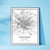 Bucharest, Romania Modern Style Map Print 