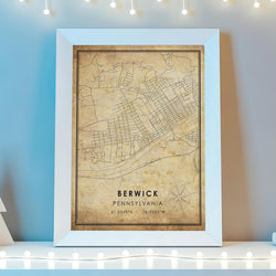 Berwick, Pennsylvania Vintage Style Map Print 
