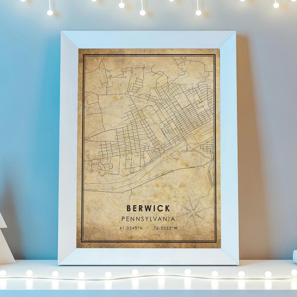 Berwick, Pennsylvania Vintage Style Map Print 