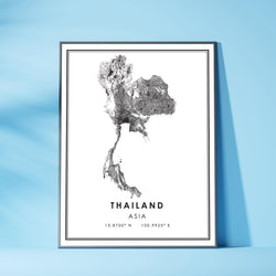 Thailand, Asia Modern Style Map Print 