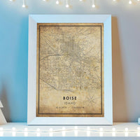 Boise, Idaho Vintage Style Map Print 