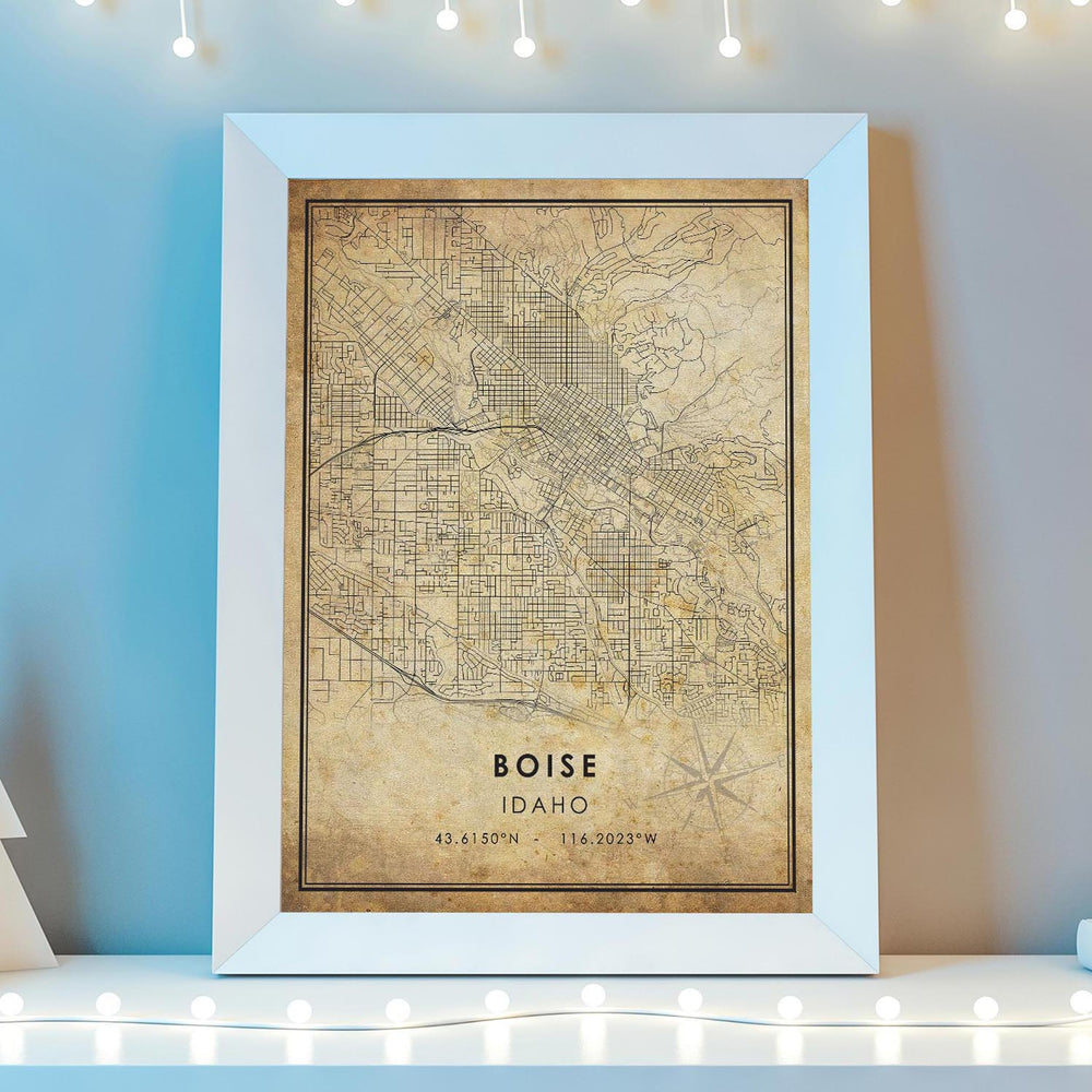 Boise, Idaho Vintage Style Map Print 