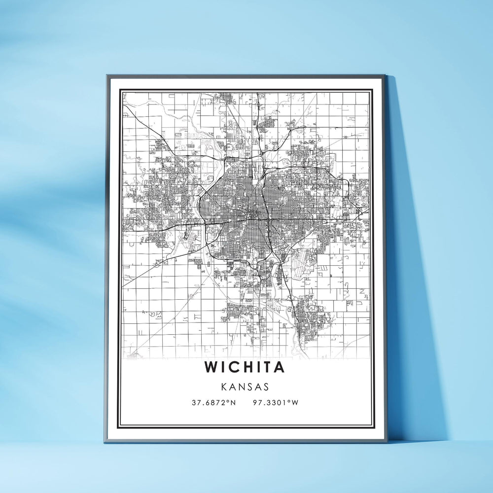 Wichita, Kansas Modern Map Print 
