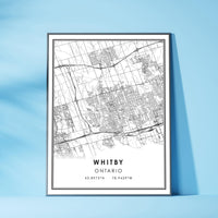 
              Whitby, Ontario Modern Style Map Print
            