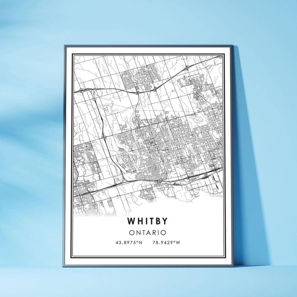 Whitby, Ontario Modern Style Map Print