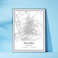 
              Prishtina, Kosovo Modern Style Map Print 
            