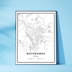 Moyobamba, Peru Modern Style Map Print 