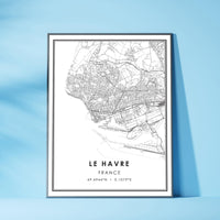 Le Havre, France Modern Style Map Print 