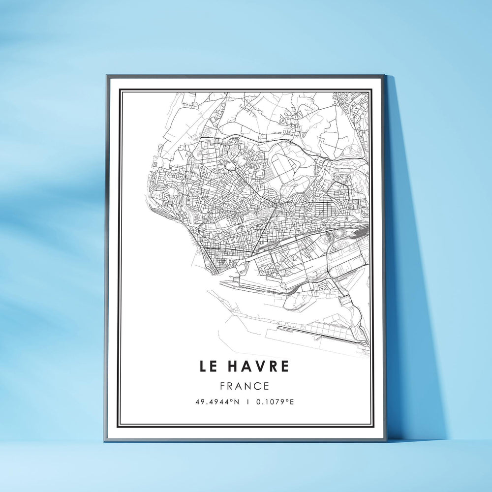 Le Havre, France Modern Style Map Print 