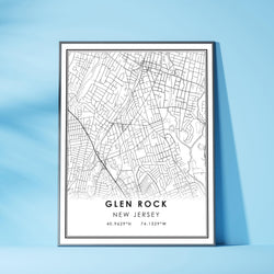 Glen Rock, New Jersey Modern Map Print 
