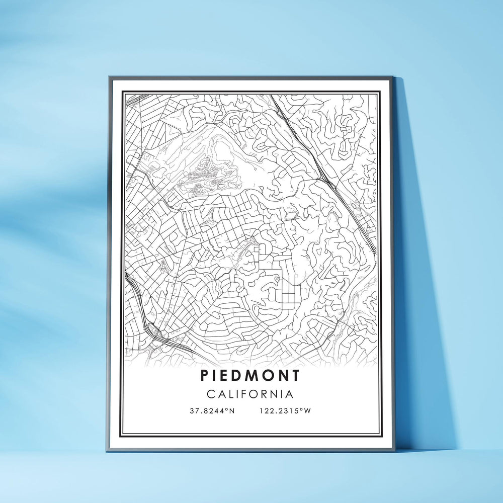 Piedmont, California Modern Map Print 
