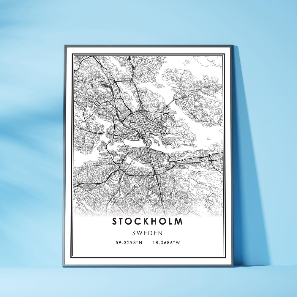Stockholm, Sweden Modern Style Map Print 