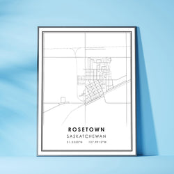 Rosetown, Saskatchewan Modern Style Map Print 