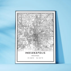 Indianapolis, Indiana Modern Style Map Print 
