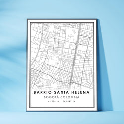 Barrio Santa Helena, Bogota, Colombia Modern Style Map Print 