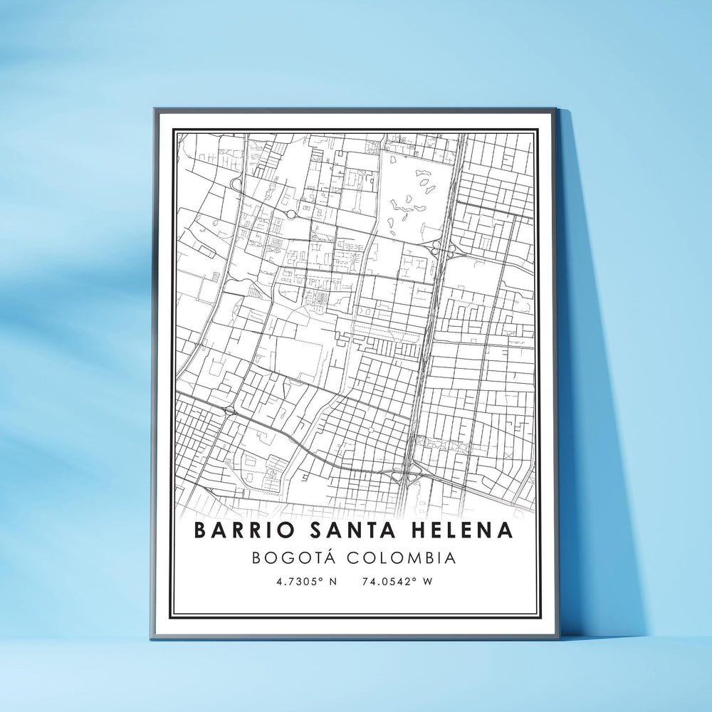 Barrio Santa Helena, Bogota, Colombia Modern Style Map Print 