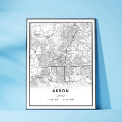 Akron, Ohio Modern Map Print 