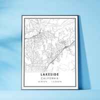 
              Lakeside, California Modern Map Print 
            