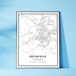 Enterprise, Alabama Modern Map Print 