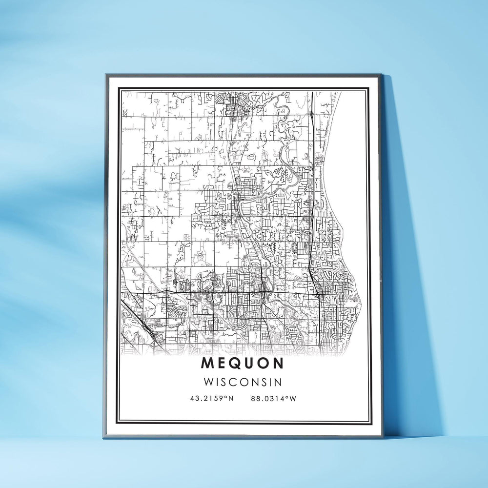 Mequon, Wisconsin Modern Map Print 
