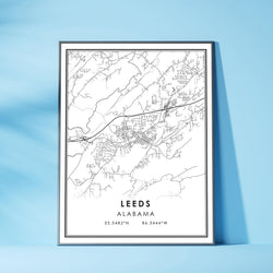 Leeds, Alabama Modern Map Print 