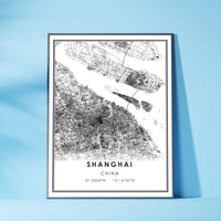
              Shanghai, China Modern Style Map Print 
            