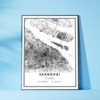 Shanghai, China Modern Style Map Print 