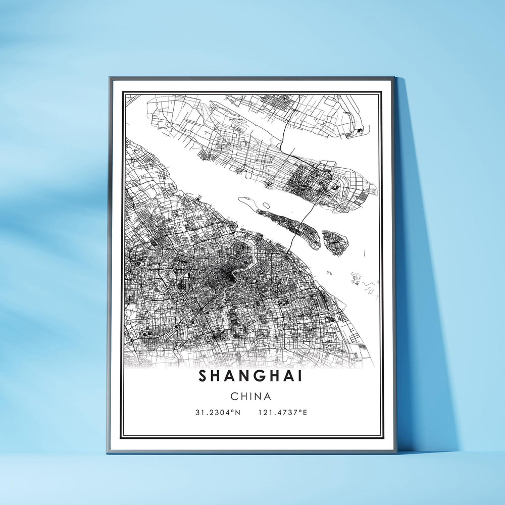 Shanghai, China Modern Style Map Print 