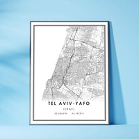 Tel Aviv, Israel Modern Style Map Print 