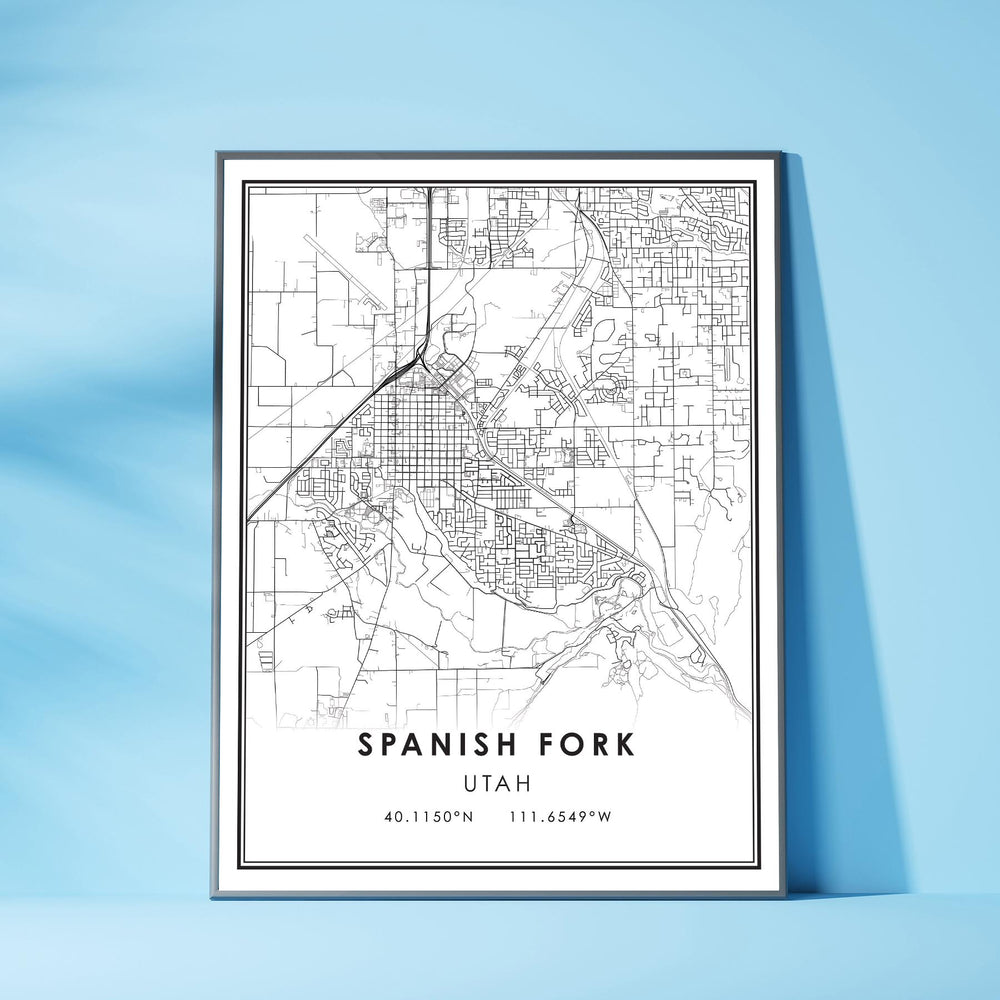 Spanish Fork, Utah Modern Map Print 