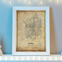 
              Bend, Oregon Vintage Style Map Print 
            