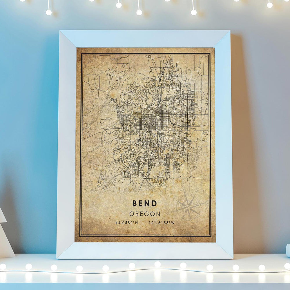 Bend, Oregon Vintage Style Map Print 