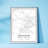 
              Godalming, Surrey England Modern Style Map Print 
            