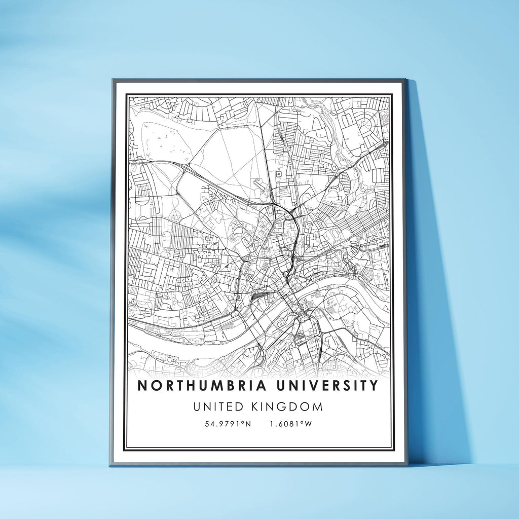 Northumbria University, United Kingdom Modern Style Map Print 
