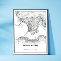 
              Hong Kong, Modern Style Map Print 
            