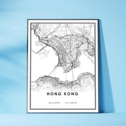 Hong Kong, Modern Style Map Print 
