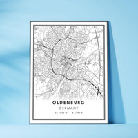 
              Oldenburg, Germany Modern Style Map Print 
            