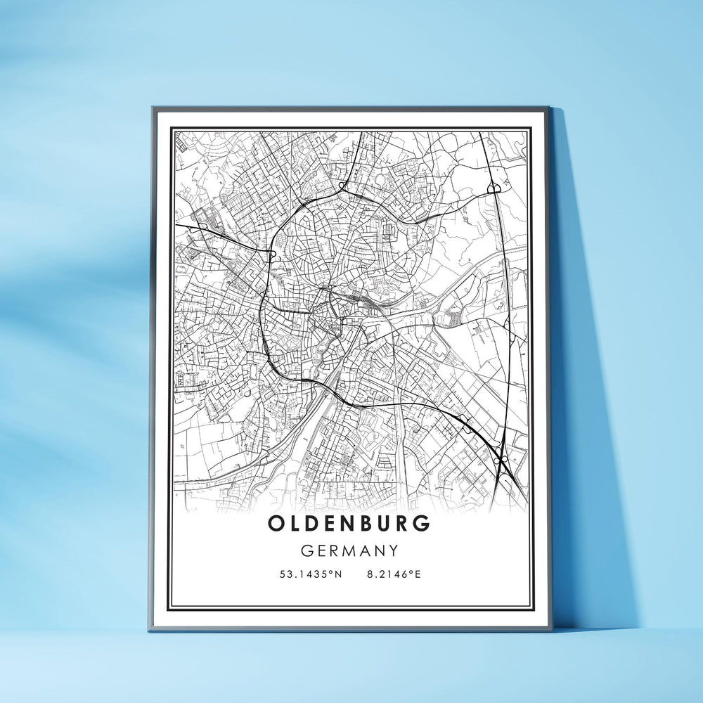 Oldenburg, Germany Modern Style Map Print 