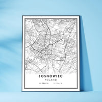 
              Sosnowiec, Poland Modern Style Map Print 
            