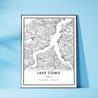 
              Lake Como, Italy Modern Style Map Print
            