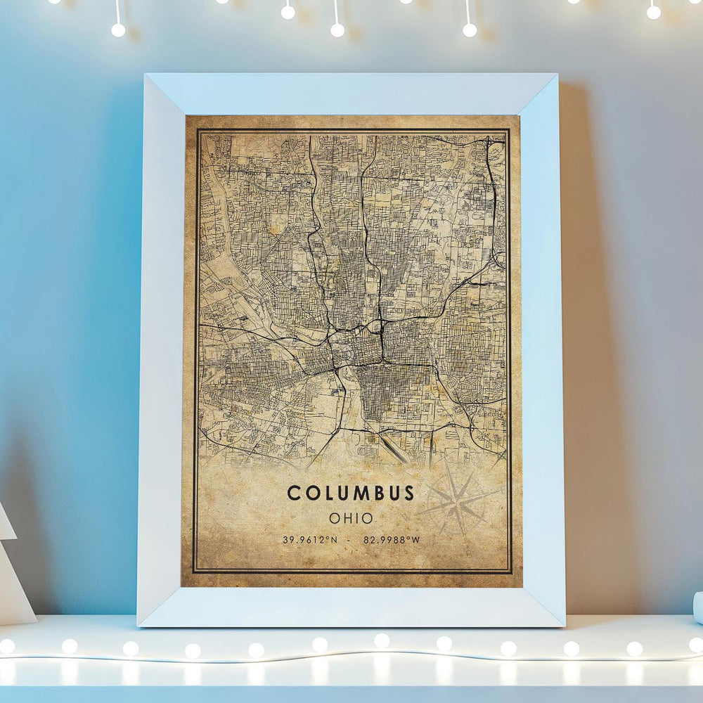 Columbus, Ohio Vintage Style Map Print 