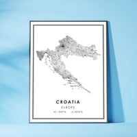 
              Croatia, Europe Modern Style Map Print 
            