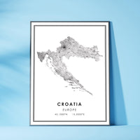 Croatia, Europe Modern Style Map Print 