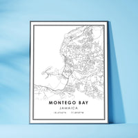 
              Montego Bay, Jamaica Modern Style Map Print 
            