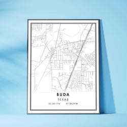 Buda, Texas Modern Map Print 