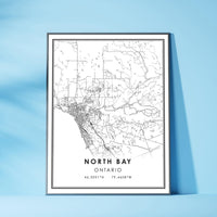 North Bay, Ontario Modern Style Map Print 