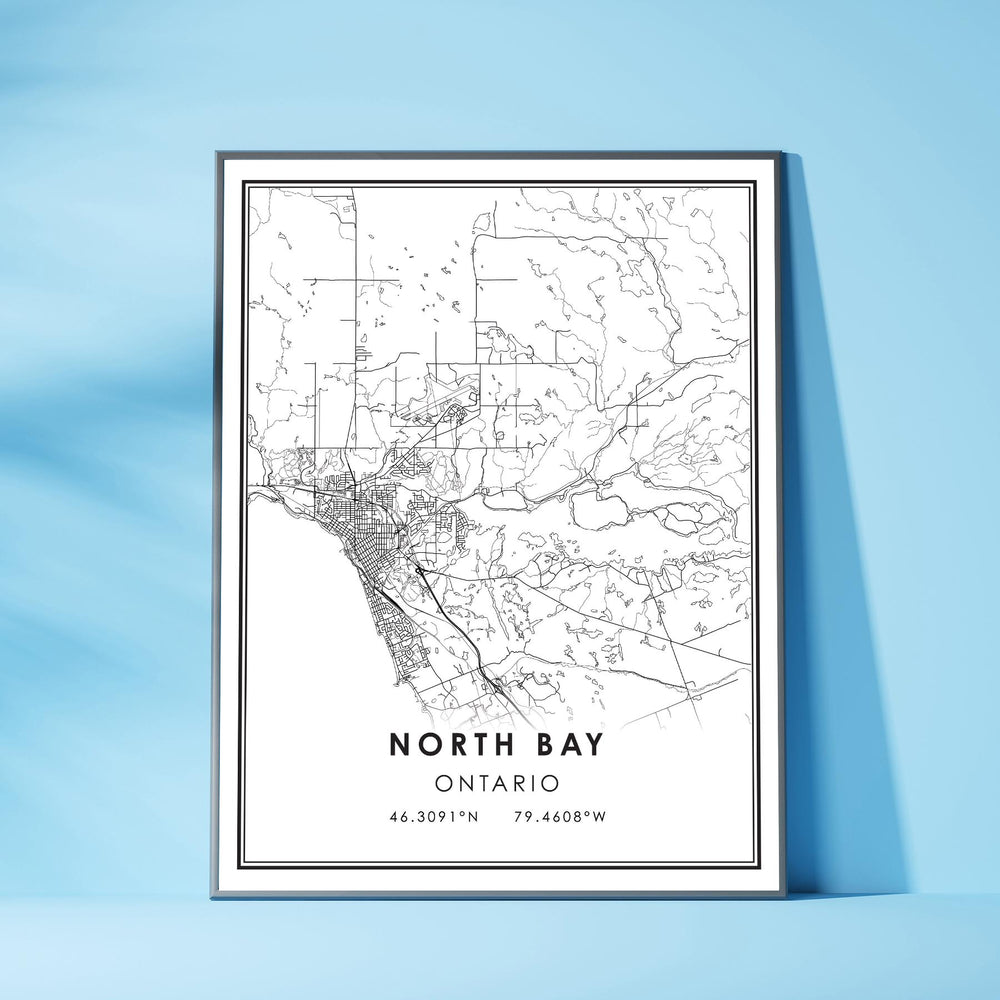 North Bay, Ontario Modern Style Map Print 