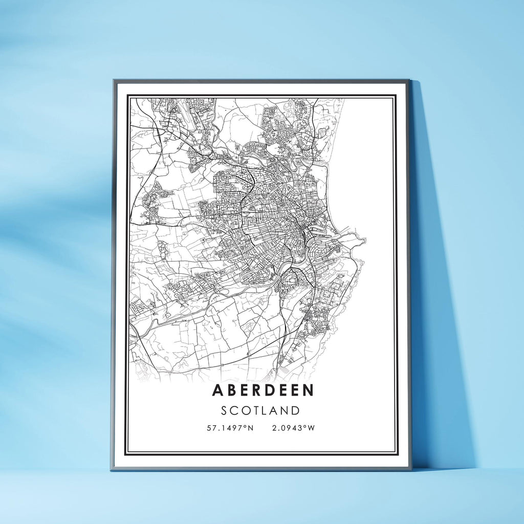 Aberdeen, Scotland Modern Style Map Print 