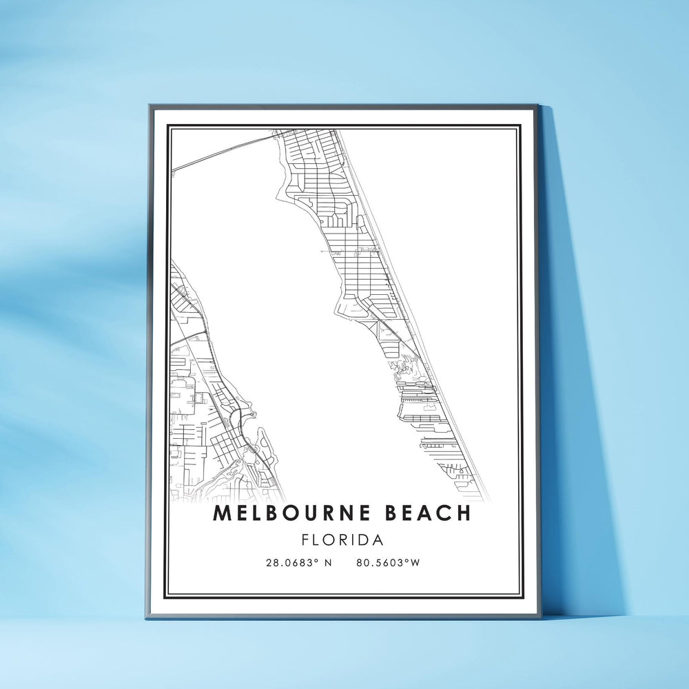 Melbourne Beach, Florida Modern Map Print 