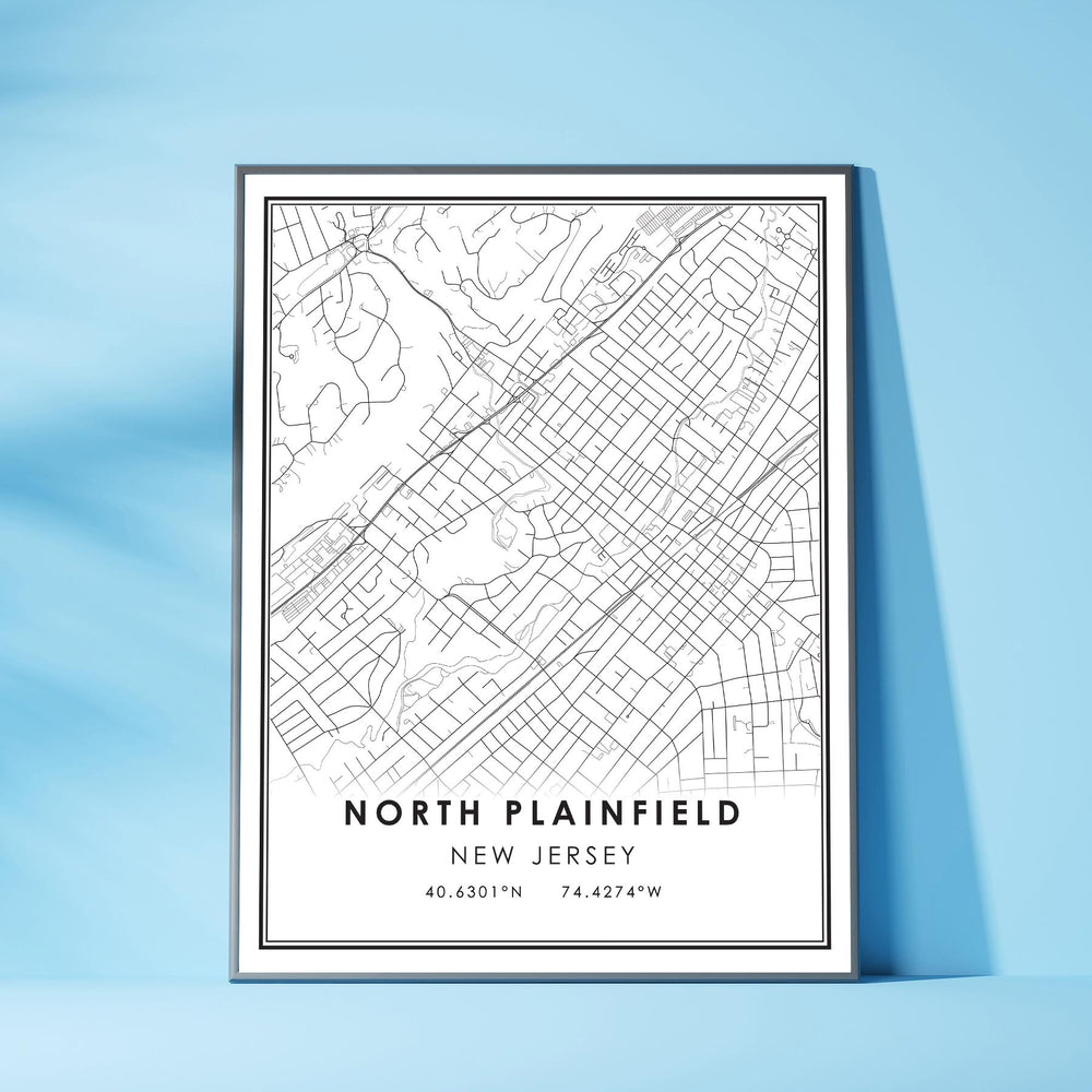 North Plainfield, New Jersey Modern Map Print 